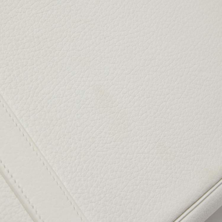 Pre Owned Hermes Blanc Togo Leather Palladium Finish Birkin 40 Bag