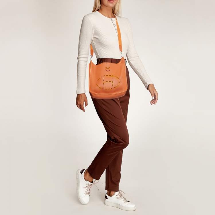 Hermes Evelyne PM Bag Feu Orange Gold Hardware Clemence Leather