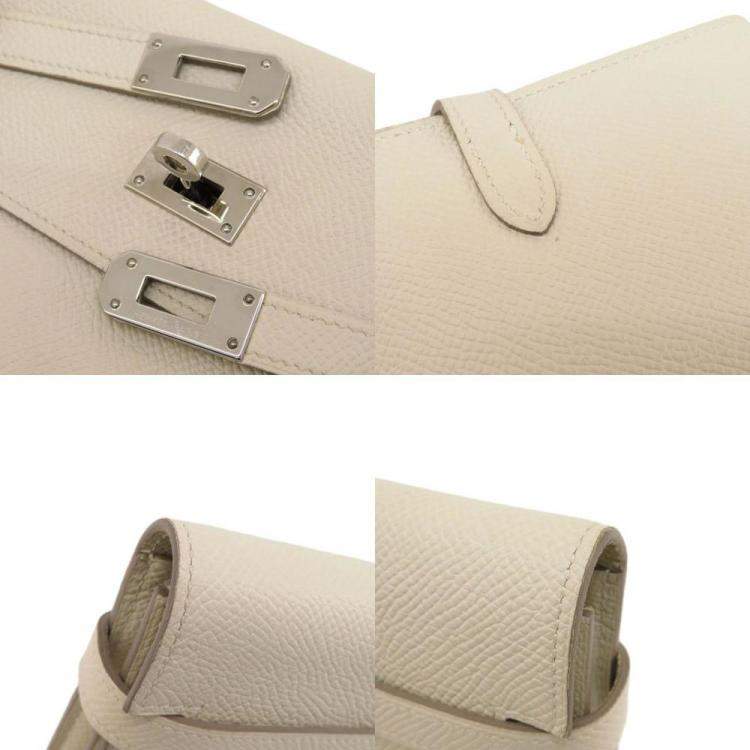 Pre Owned Hermes Kelly cream long wallet Epson ladies