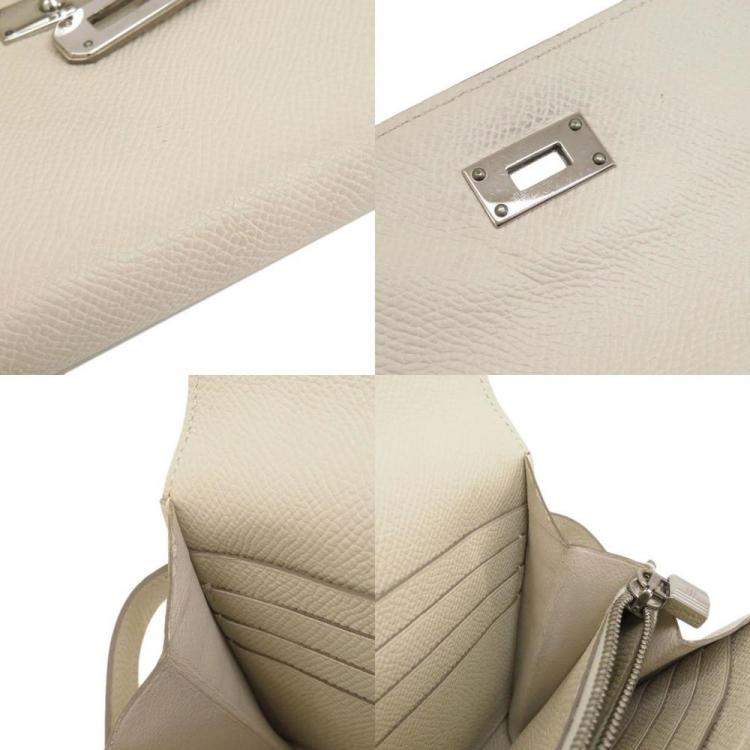 Pre Owned Hermes Kelly cream long wallet Epson ladies
