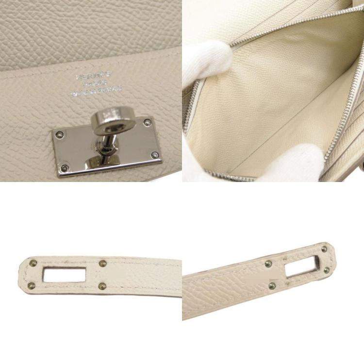 Pre Owned Hermes Kelly cream long wallet Epson ladies
