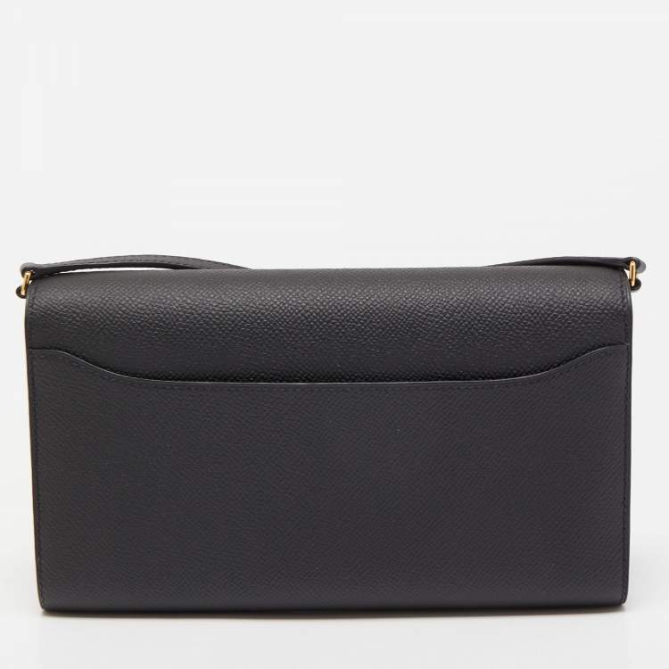 Pre Owned Hermes Black Epsom Leather Constance To Go Cavale Wallet