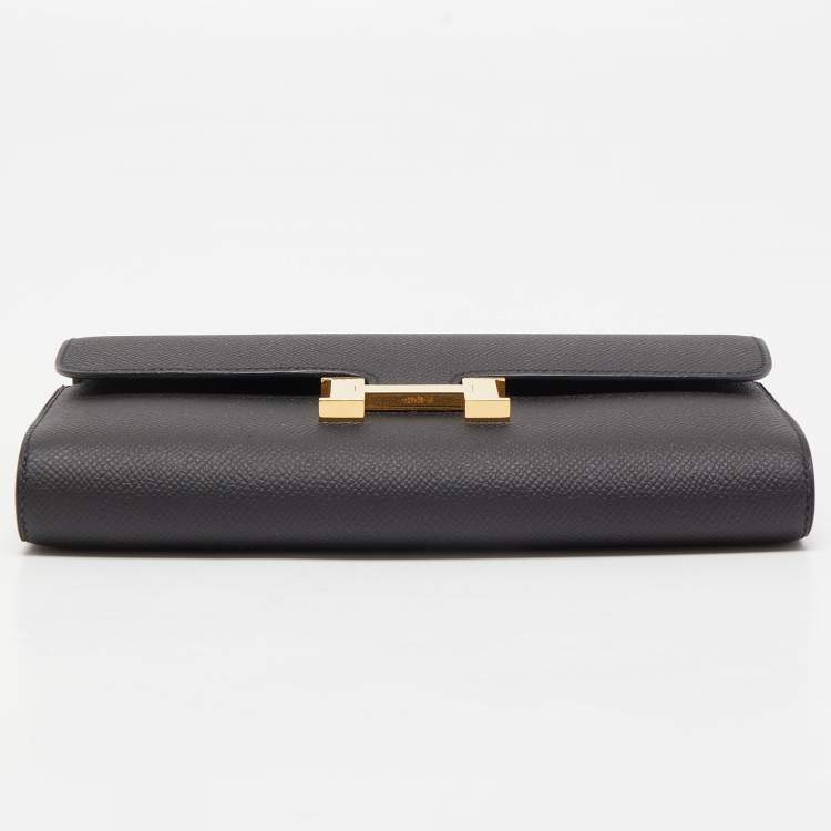 Pre Owned Hermes Black Epsom Leather Constance To Go Cavale Wallet