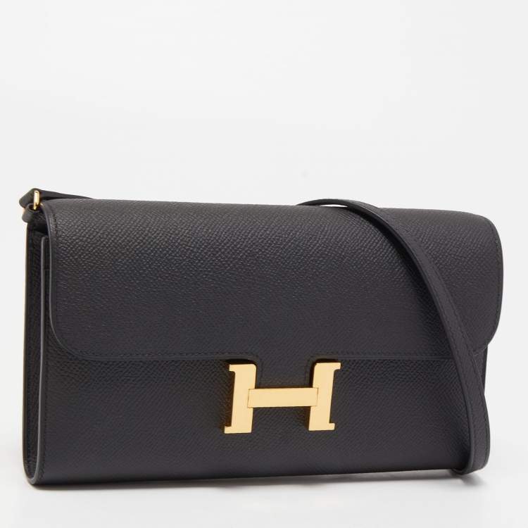Pre Owned Hermes Black Epsom Leather Constance To Go Cavale Wallet