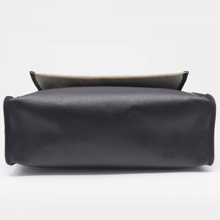 Pre Owned Hermes Black/Ecru Toile H Berlin and Leather Herbag Zip 31 Bag