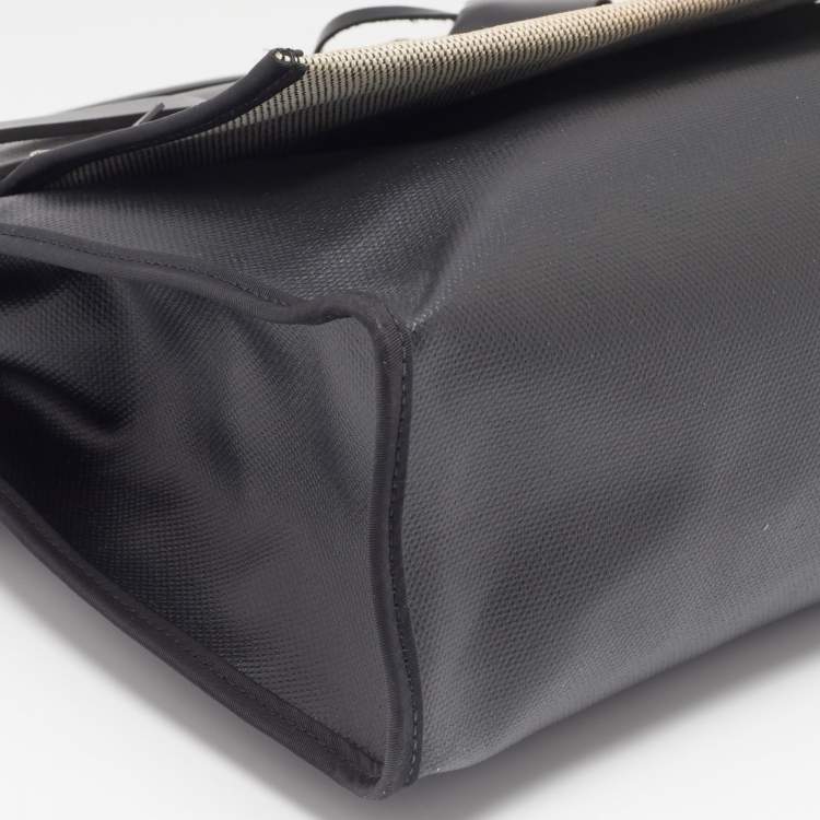 Pre Owned Hermes Black/Ecru Toile H Berlin and Leather Herbag Zip 31 Bag