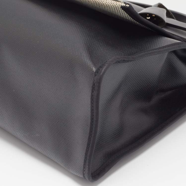 Pre Owned Hermes Black/Ecru Toile H Berlin and Leather Herbag Zip 31 Bag
