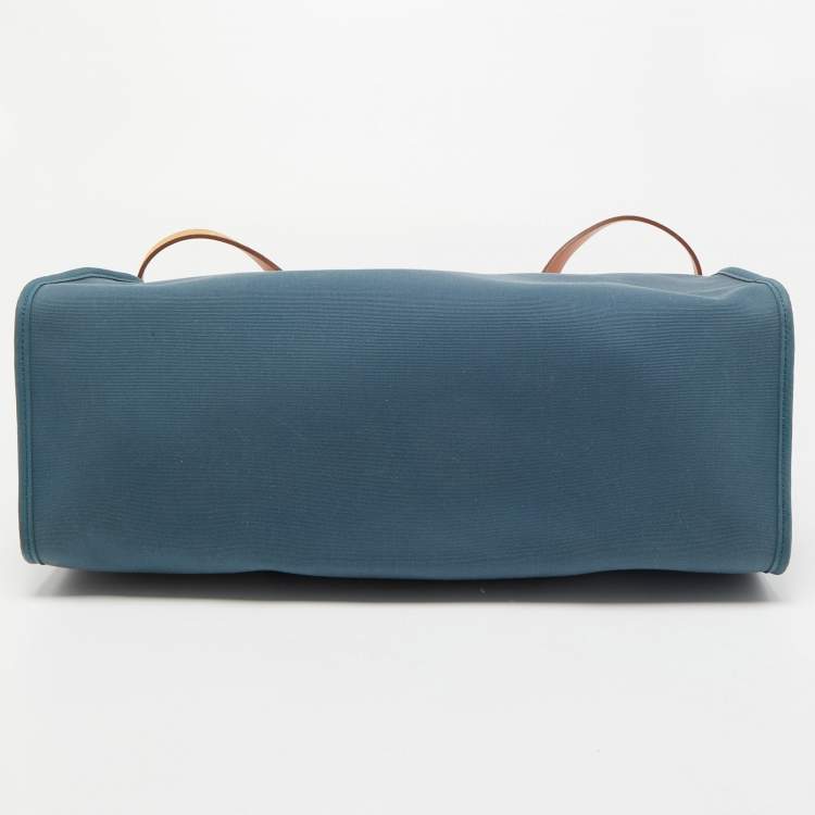 Pre Owned Hermes Natural/Bleu De Malte Leather and Canvas Herbag Zip 39 Bag
