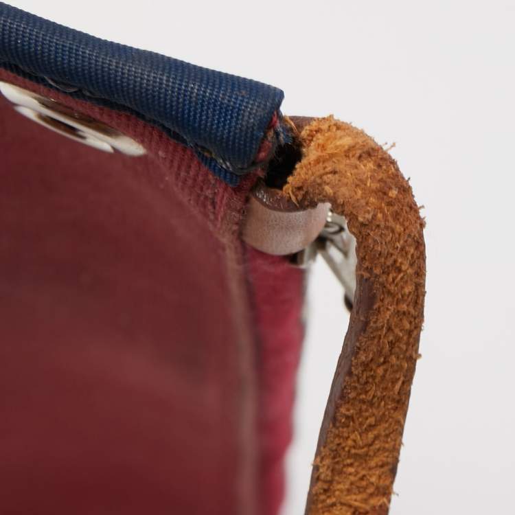 Pre Owned Hermes Ruby/Bleu de Malte/Naturel Leather and Canvas Herbag Zip 31 Bag