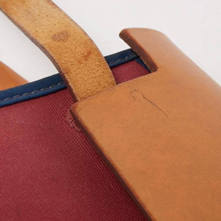 Pre Owned Hermes Ruby/Bleu de Malte/Naturel Leather and Canvas Herbag Zip 31 Bag