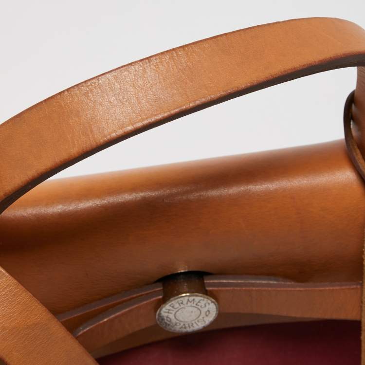 Pre Owned Hermes Ruby/Bleu de Malte/Naturel Leather and Canvas Herbag Zip 31 Bag