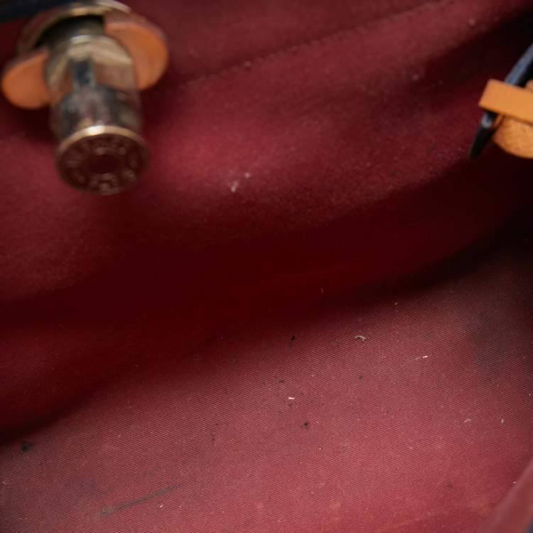 Pre Owned Hermes Ruby/Bleu de Malte/Naturel Leather and Canvas Herbag Zip 31 Bag