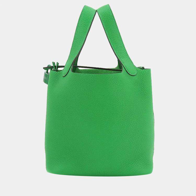Hermes Picotin Lock PM Monochrome Saw Green Handbag Taurillon Clemence ...