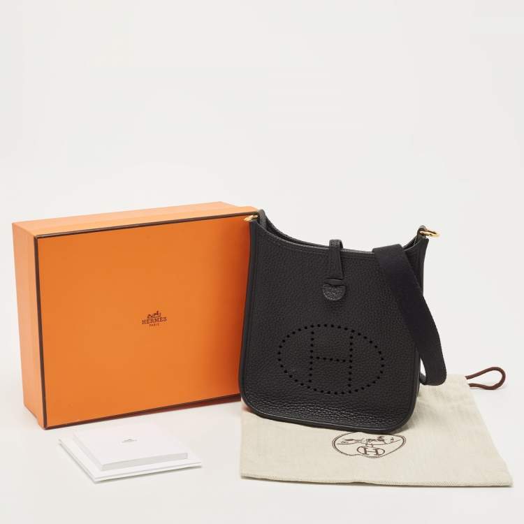 Pre Owned Hermès Black Taurillon Clemence Leather Evelyne TPM 16 Bag