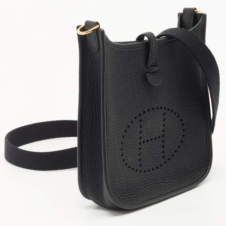 Pre Owned Hermès Black Taurillon Clemence Leather Evelyne TPM 16 Bag