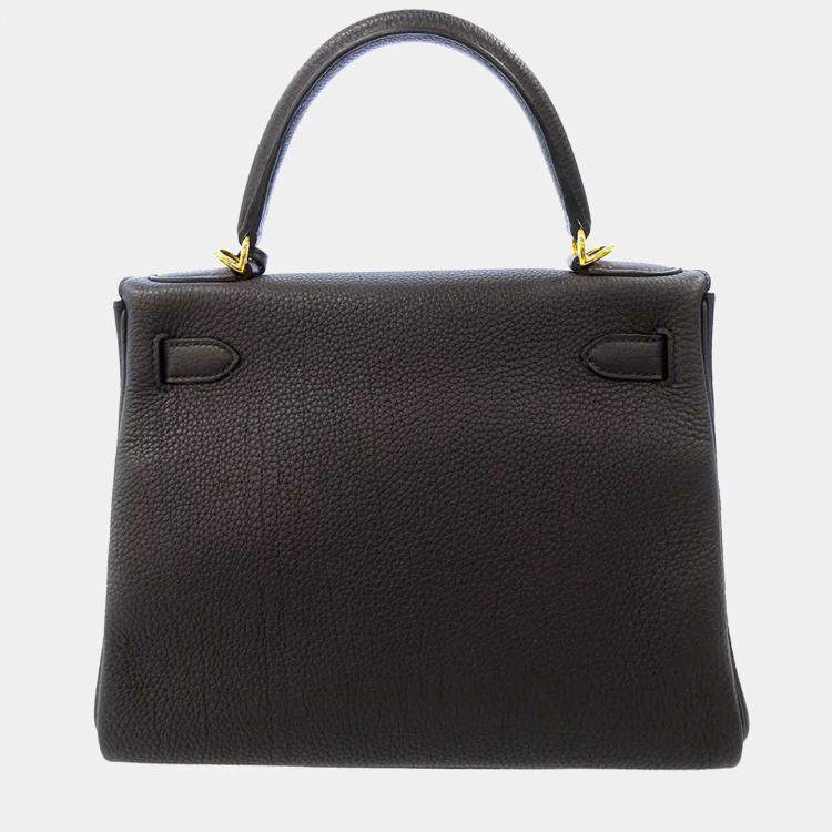 Pre Owned Hermes Black Togo Leather Gold Hardware Kelly 28 Retourne Bag 