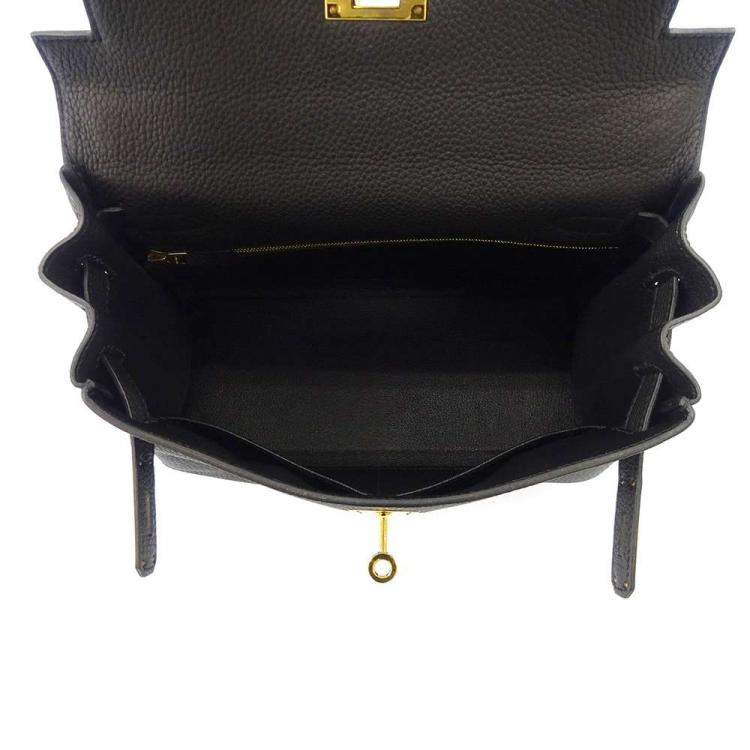 Pre Owned Hermes Black Togo Leather Gold Hardware Kelly 28 Retourne Bag 
