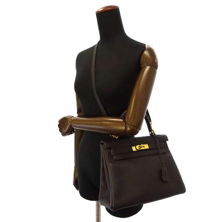 Pre Owned Hermes Black Togo Leather Gold Hardware Kelly 28 Retourne Bag 