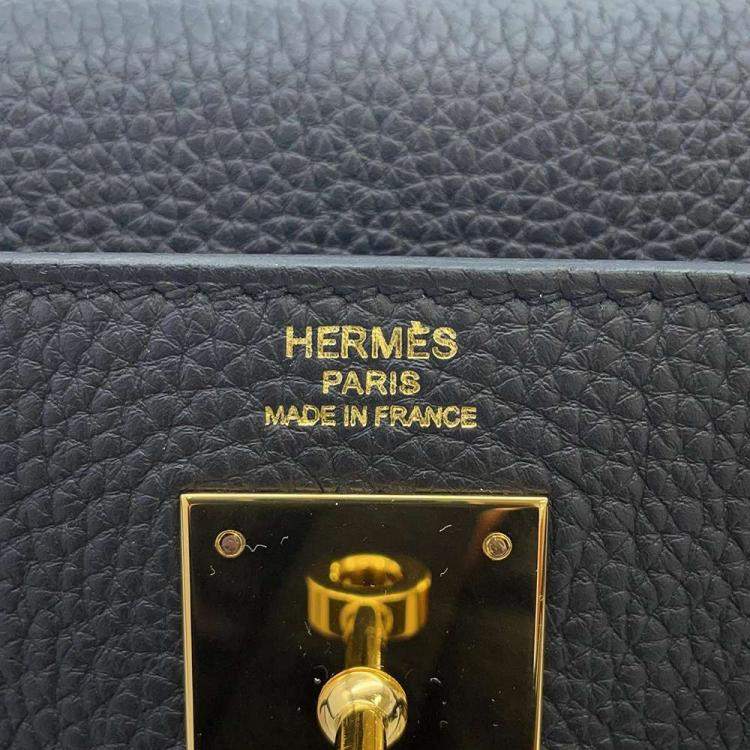 Pre Owned Hermes Black Togo Leather Gold Hardware Kelly 28 Retourne Bag 