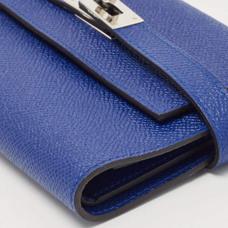 Pre Owned Hermès Electric Blue Epsom Leather Kelly Depliant Wallet
