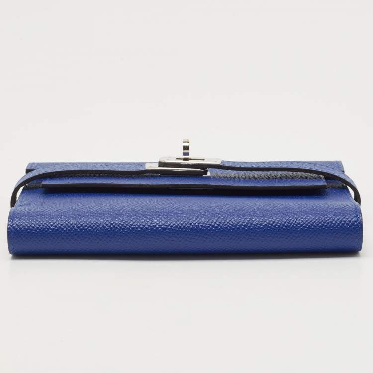 Pre Owned Hermès Electric Blue Epsom Leather Kelly Depliant Wallet