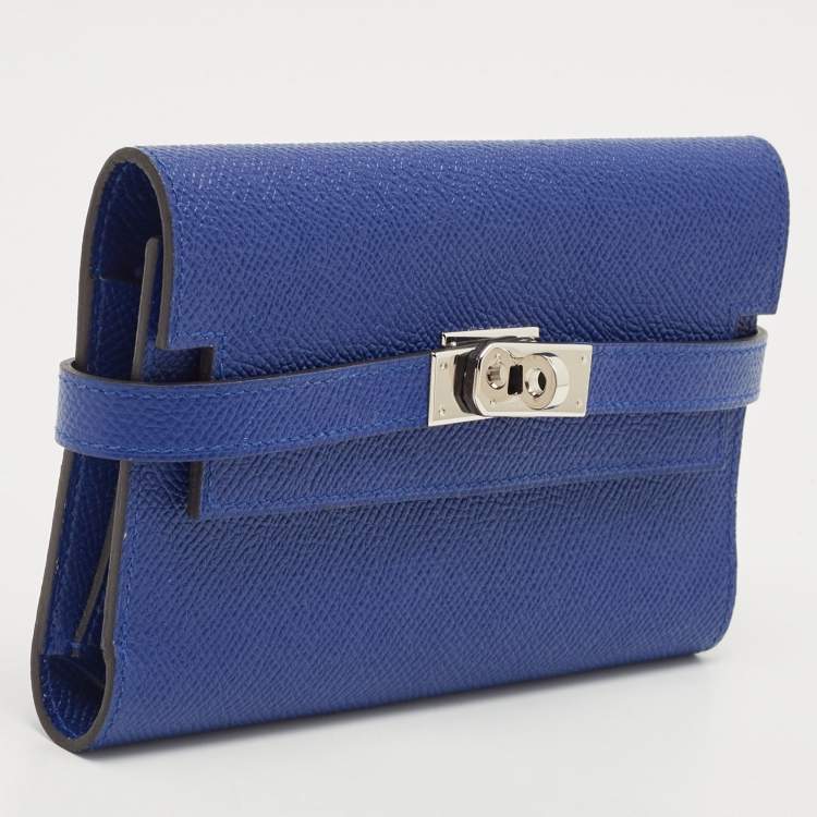 Pre Owned Hermès Electric Blue Epsom Leather Kelly Depliant Wallet