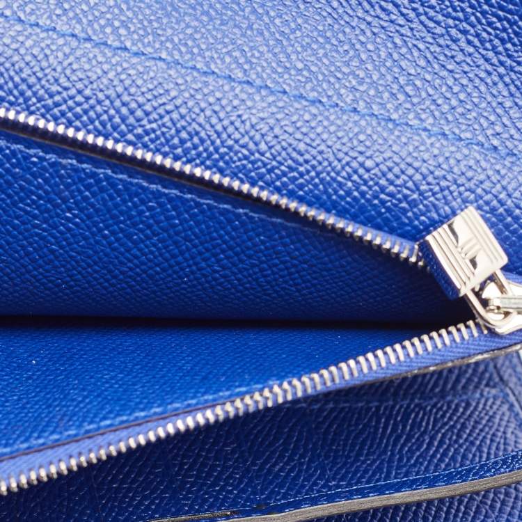 Pre Owned Hermès Electric Blue Epsom Leather Kelly Depliant Wallet