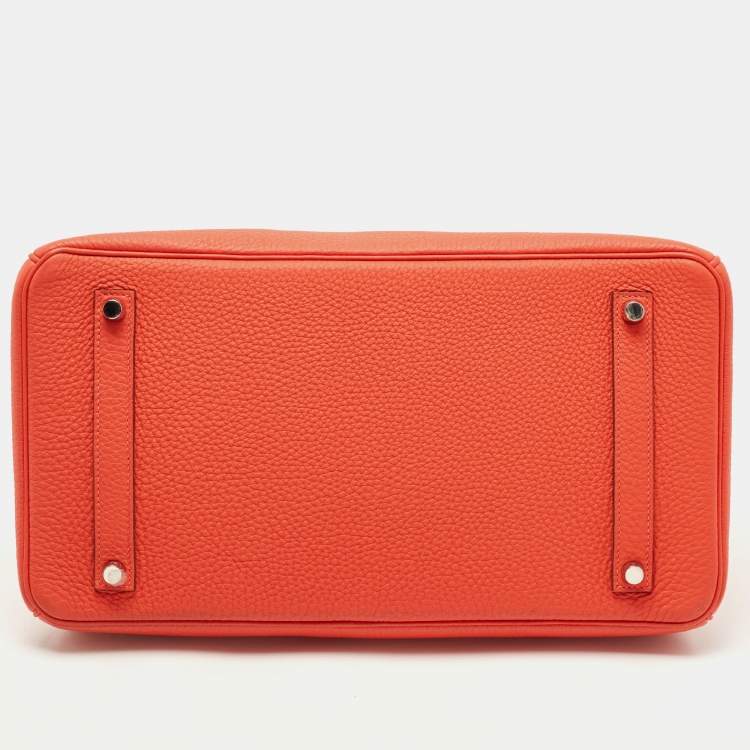 Pre Owned Hermes Capucine Togo Leather Palladium Finish Birkin 35 Bag