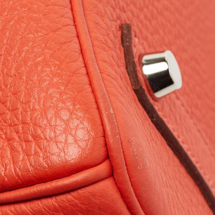 Pre Owned Hermes Capucine Togo Leather Palladium Finish Birkin 35 Bag