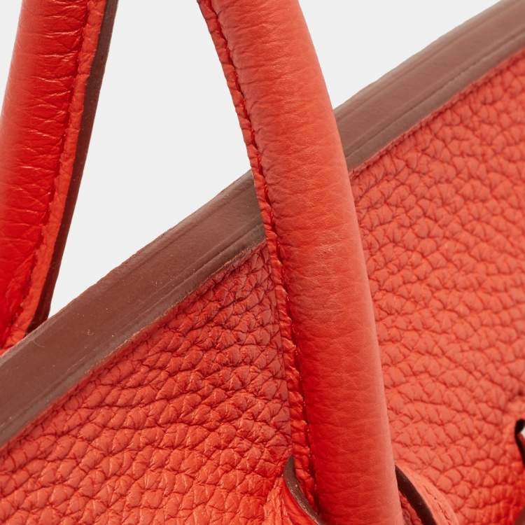 Pre Owned Hermes Capucine Togo Leather Palladium Finish Birkin 35 Bag