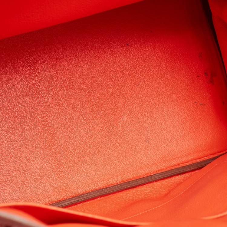 Pre Owned Hermes Capucine Togo Leather Palladium Finish Birkin 35 Bag