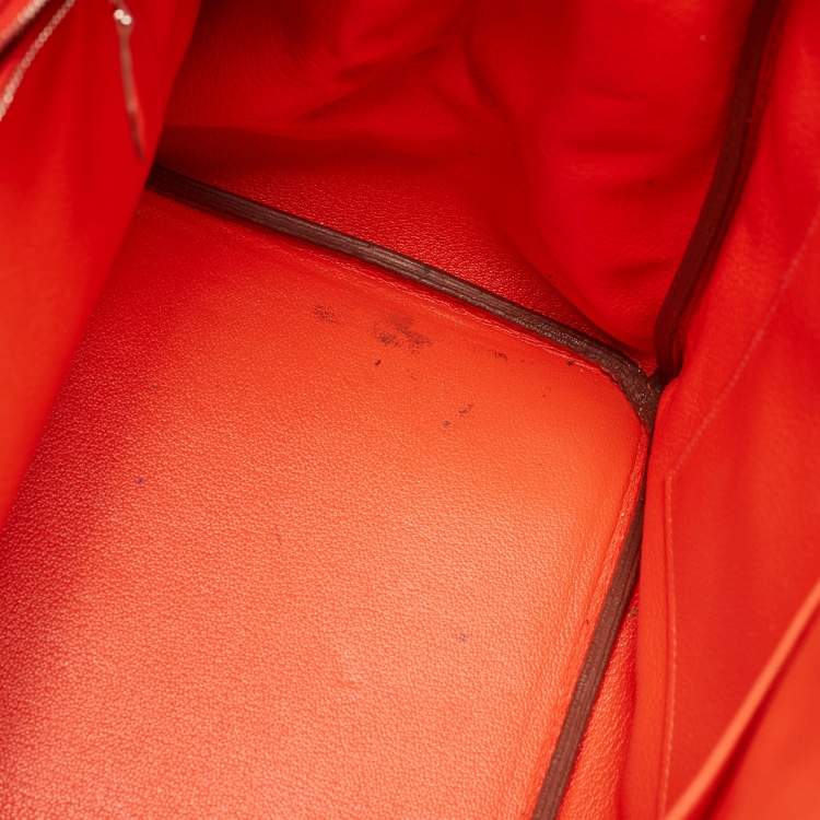 Pre Owned Hermes Capucine Togo Leather Palladium Finish Birkin 35 Bag