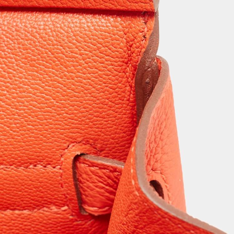 Pre Owned Hermes Capucine Togo Leather Palladium Finish Birkin 35 Bag