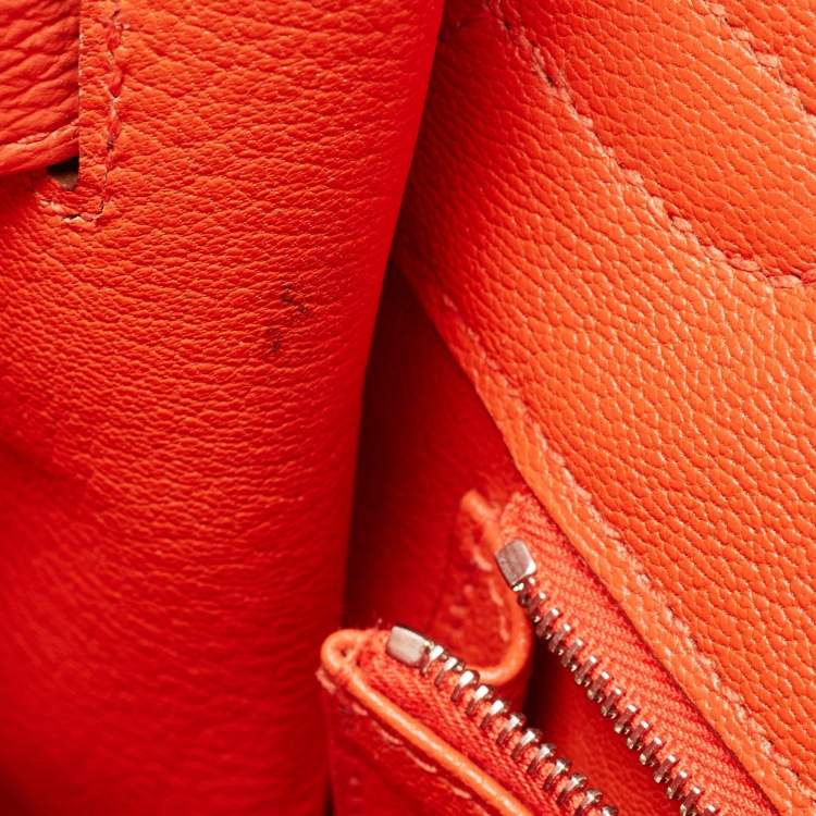 Pre Owned Hermes Capucine Togo Leather Palladium Finish Birkin 35 Bag