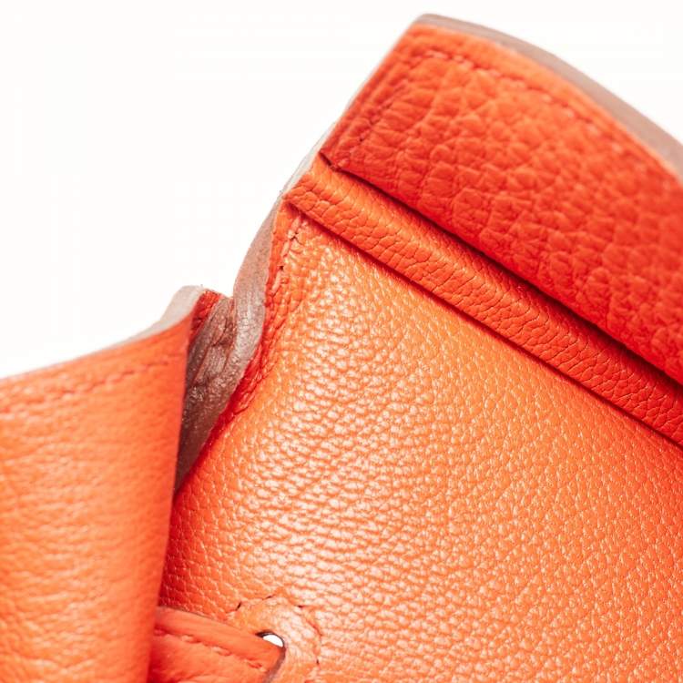 Pre Owned Hermes Capucine Togo Leather Palladium Finish Birkin 35 Bag