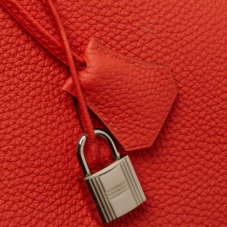 Pre Owned Hermes Capucine Togo Leather Palladium Finish Birkin 35 Bag