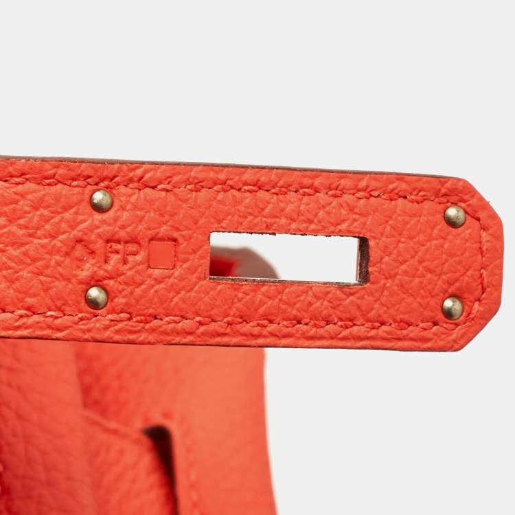 Pre Owned Hermes Capucine Togo Leather Palladium Finish Birkin 35 Bag