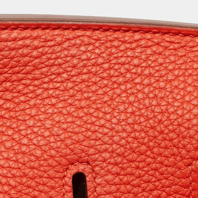 Pre Owned Hermes Capucine Togo Leather Palladium Finish Birkin 35 Bag