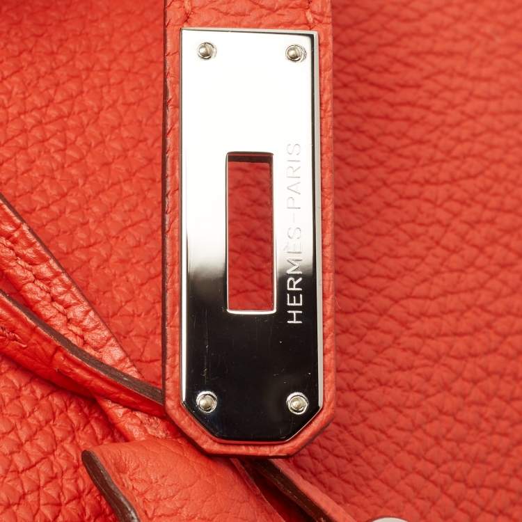 Pre Owned Hermes Capucine Togo Leather Palladium Finish Birkin 35 Bag