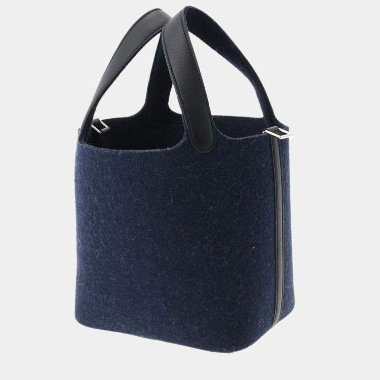 Hermes Picotin Lock PM Bleu Nuit/Black Palladium Hardware Y Engraved  (around 2020) Women's Felt Handbag Hermes