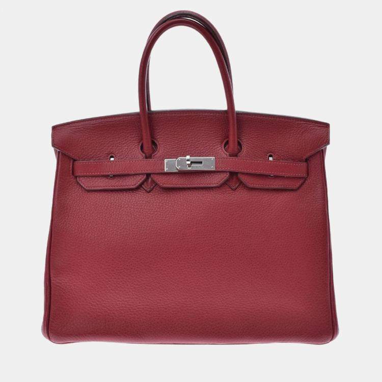 Hermes Birkin 35 Rouge Garance K Stamped Handbag