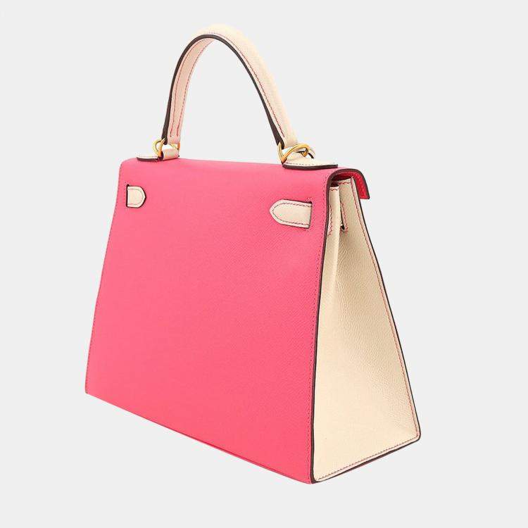 Hermes Kelly 28 SPO Personal 2way Hand Shoulder Bag Epson Rose Azare Cle A  Engraving Outer Stitching Matte Gold Metal Fittings Hermes