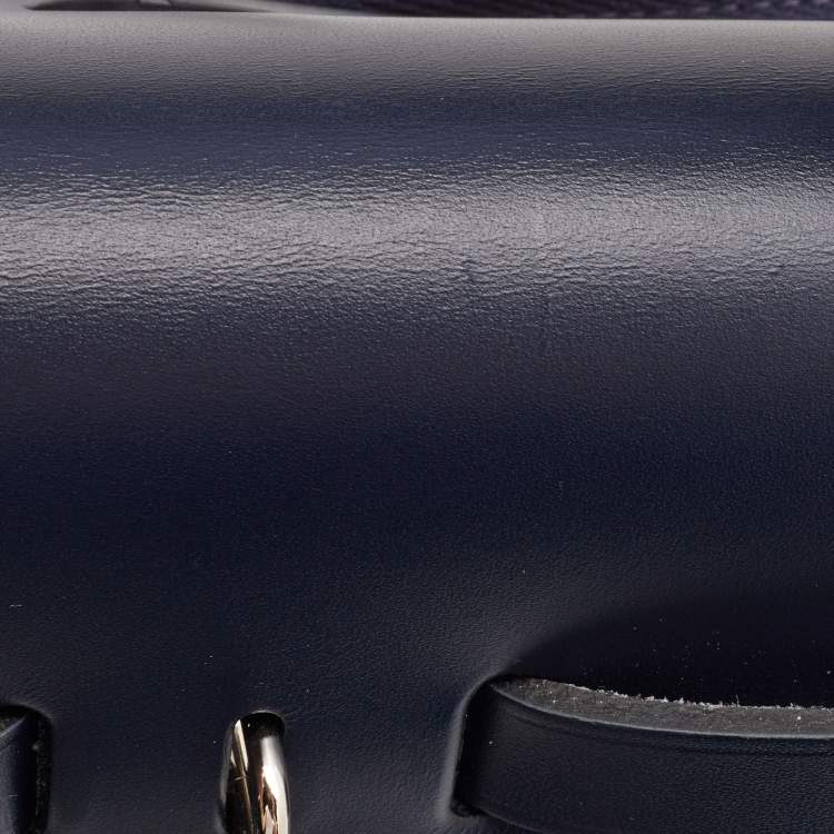 Pre Owned Hermes Cassis/Bleu Indigo Vache Hunter and Canvas Herbag Zip 31 Bag