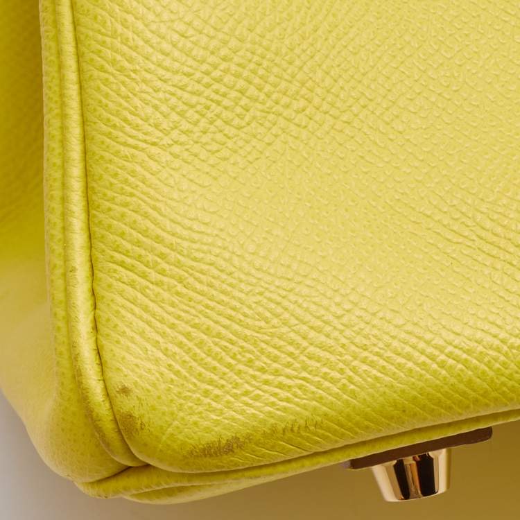 Pre Owned Hermes Soufre Epsom Leather Gold Finish Birkin 35 Bag