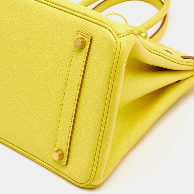 Pre Owned Hermes Soufre Epsom Leather Gold Finish Birkin 35 Bag