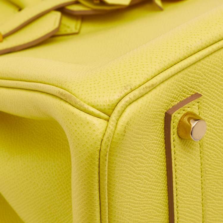 Pre Owned Hermes Soufre Epsom Leather Gold Finish Birkin 35 Bag