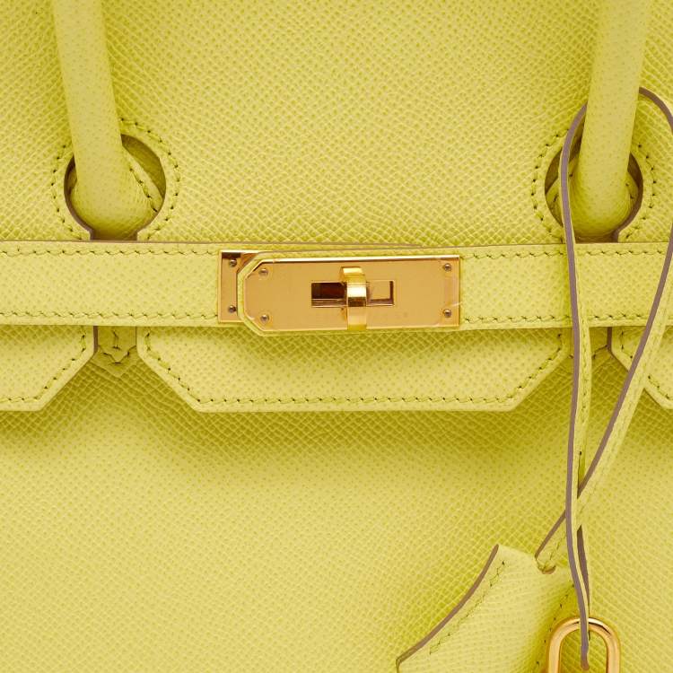 Pre Owned Hermes Soufre Epsom Leather Gold Finish Birkin 35 Bag