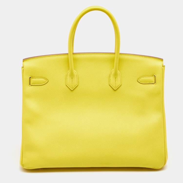 Pre Owned Hermes Soufre Epsom Leather Gold Finish Birkin 35 Bag