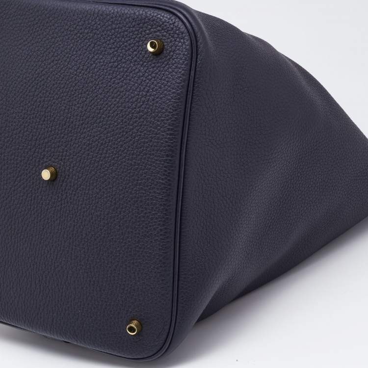 Pre Owned Hermes Bleu Ocean Taurillon Clemence Leather Picotin Lock 22 Bag