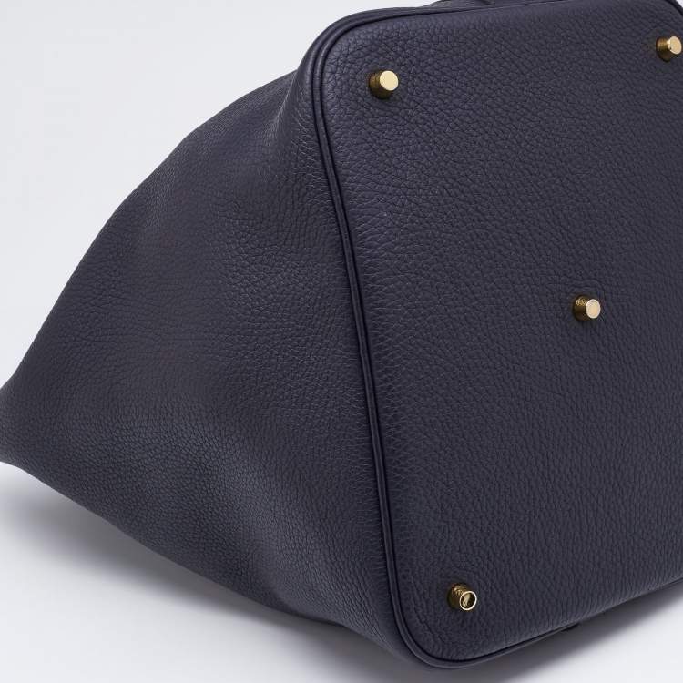 Pre Owned Hermes Bleu Ocean Taurillon Clemence Leather Picotin Lock 22 Bag